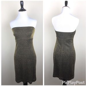 Vintage 90’s ABS Strapless Dress Black/Gold 10